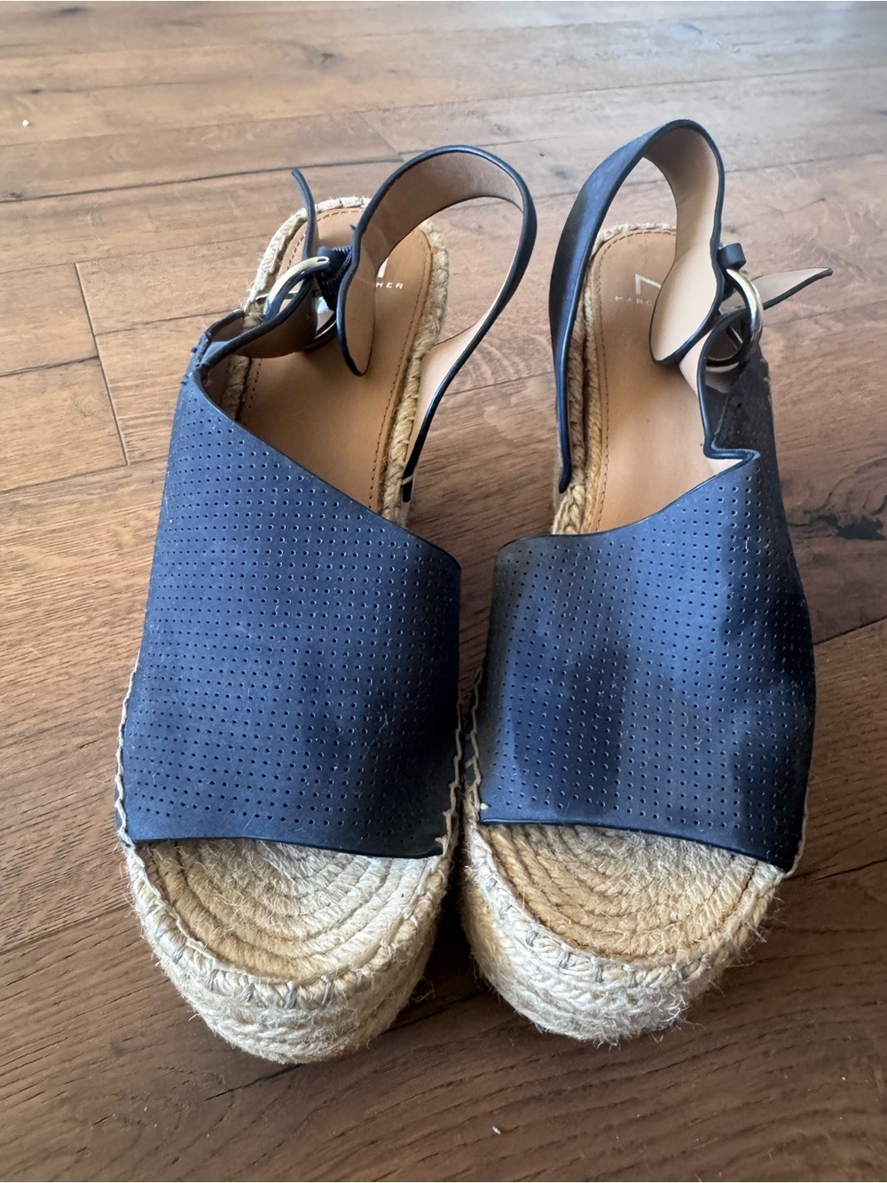 Marc Fisher Blue Espadrille Platform Slingback Sandals